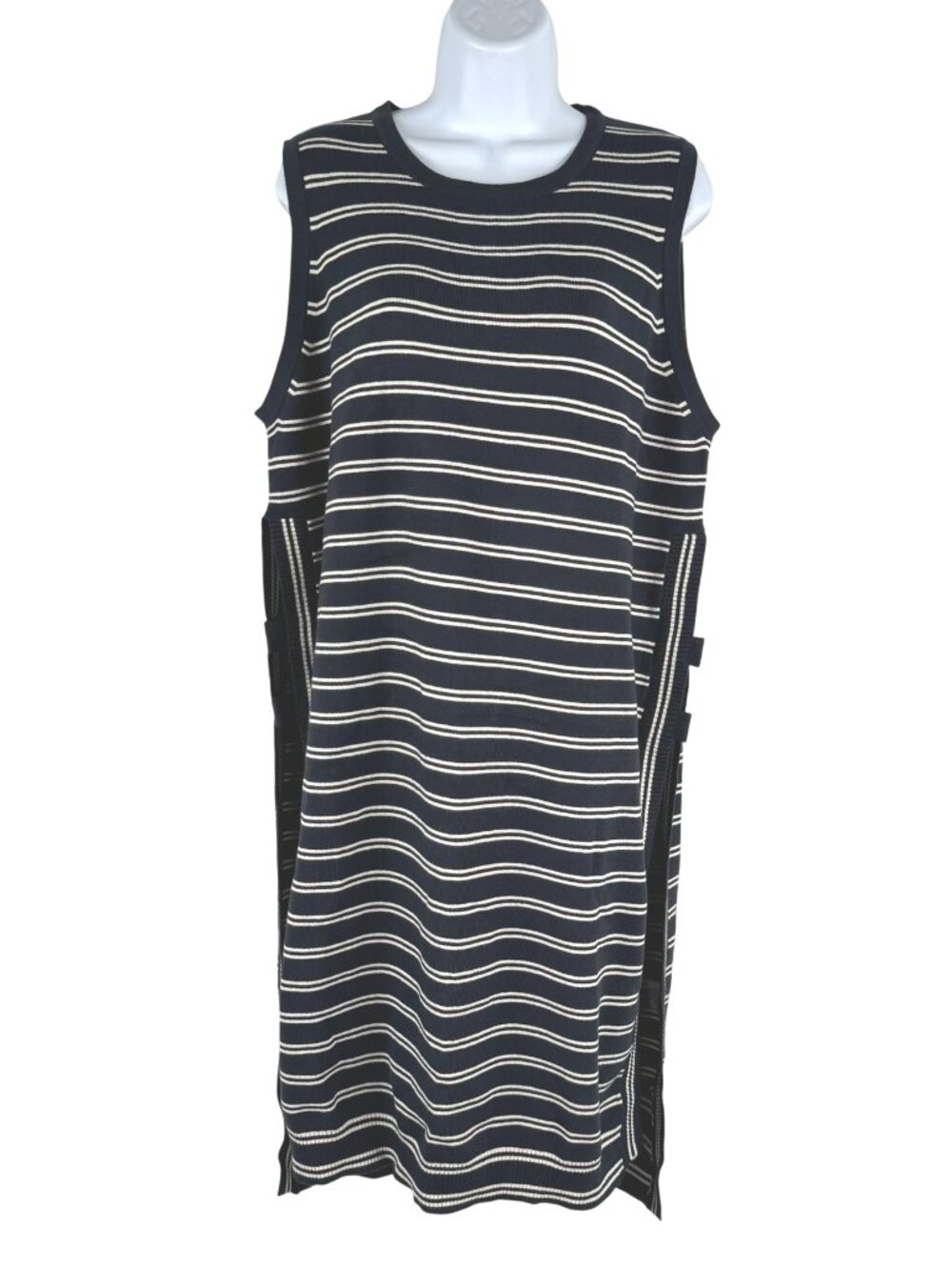 Mersea Anywear Open Tunic Sweater L/XL Striped Blue White Open Sides NWT DR-1943